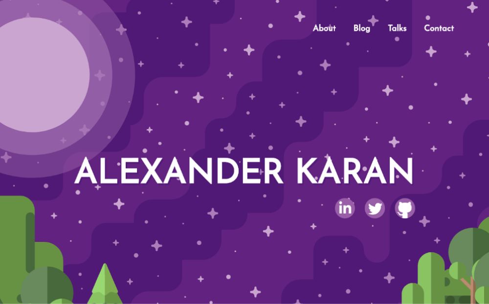 Screenshot of alexanderkaran.com website at desktop size
