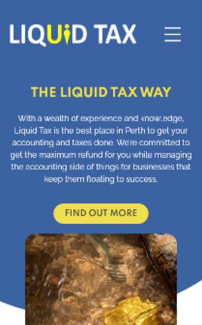 Screenshot of liquidtax.com.au website at mobile size