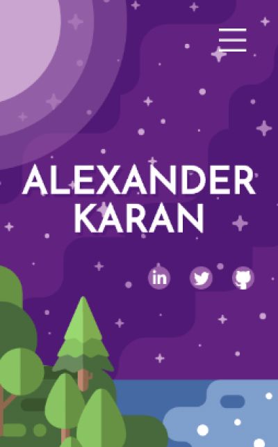 Screenshot of alexanderkaran.com website at mobile size