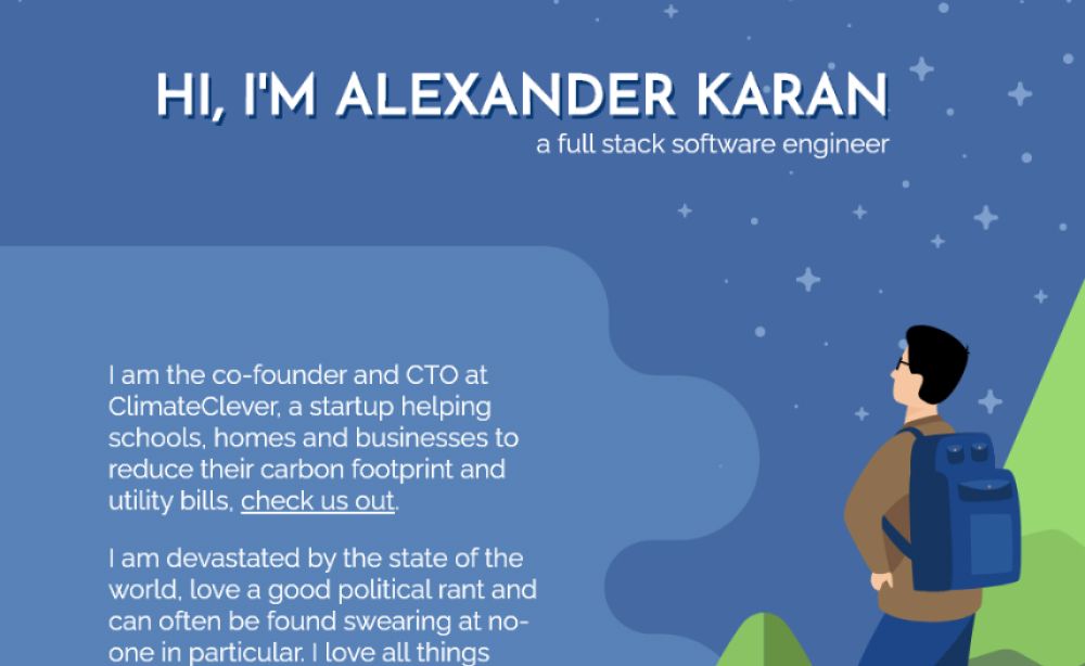 Screenshot of alexanderkaran.com website at tablet size
