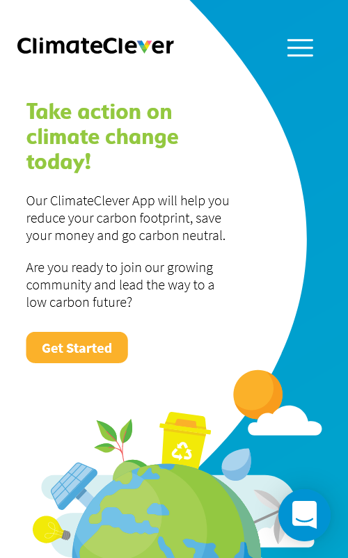 Screenshot of climateclever.org website at mobile size