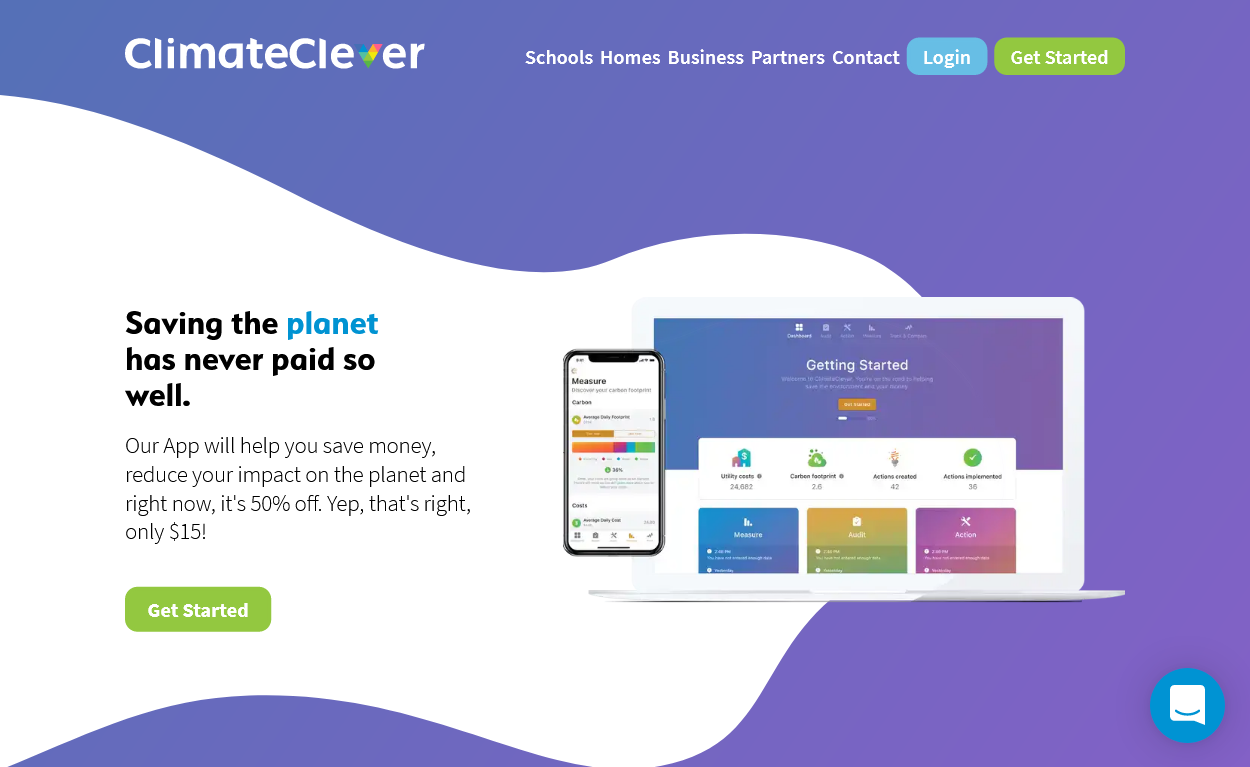 Screenshot of climateclever.org website at tablet size