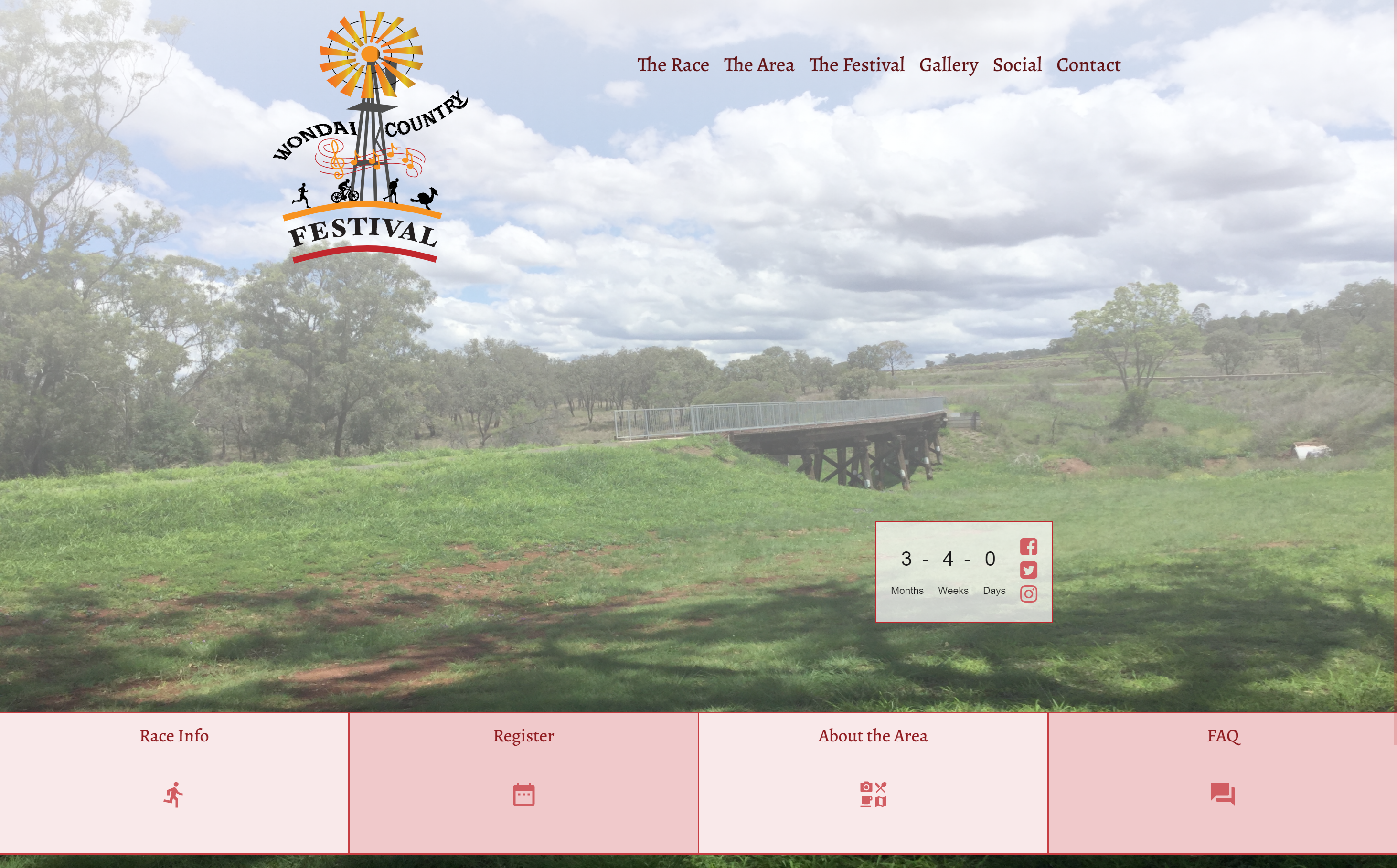 Screenshot of wondaicountryfestival.com.au website at desktop size